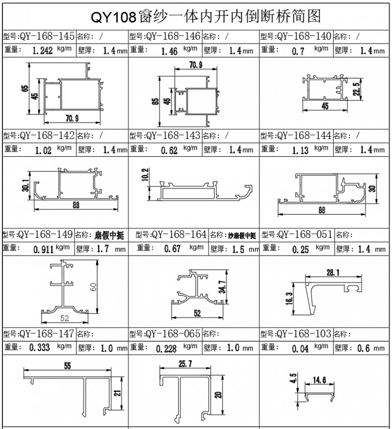 QY108窗纱一体内开内倒断桥系列